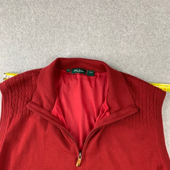 Bobby Jones Sweater Vest Mens XXL Red Quarter Zip Lined Cable Knit Golf Pullover - Picture 2 of 9